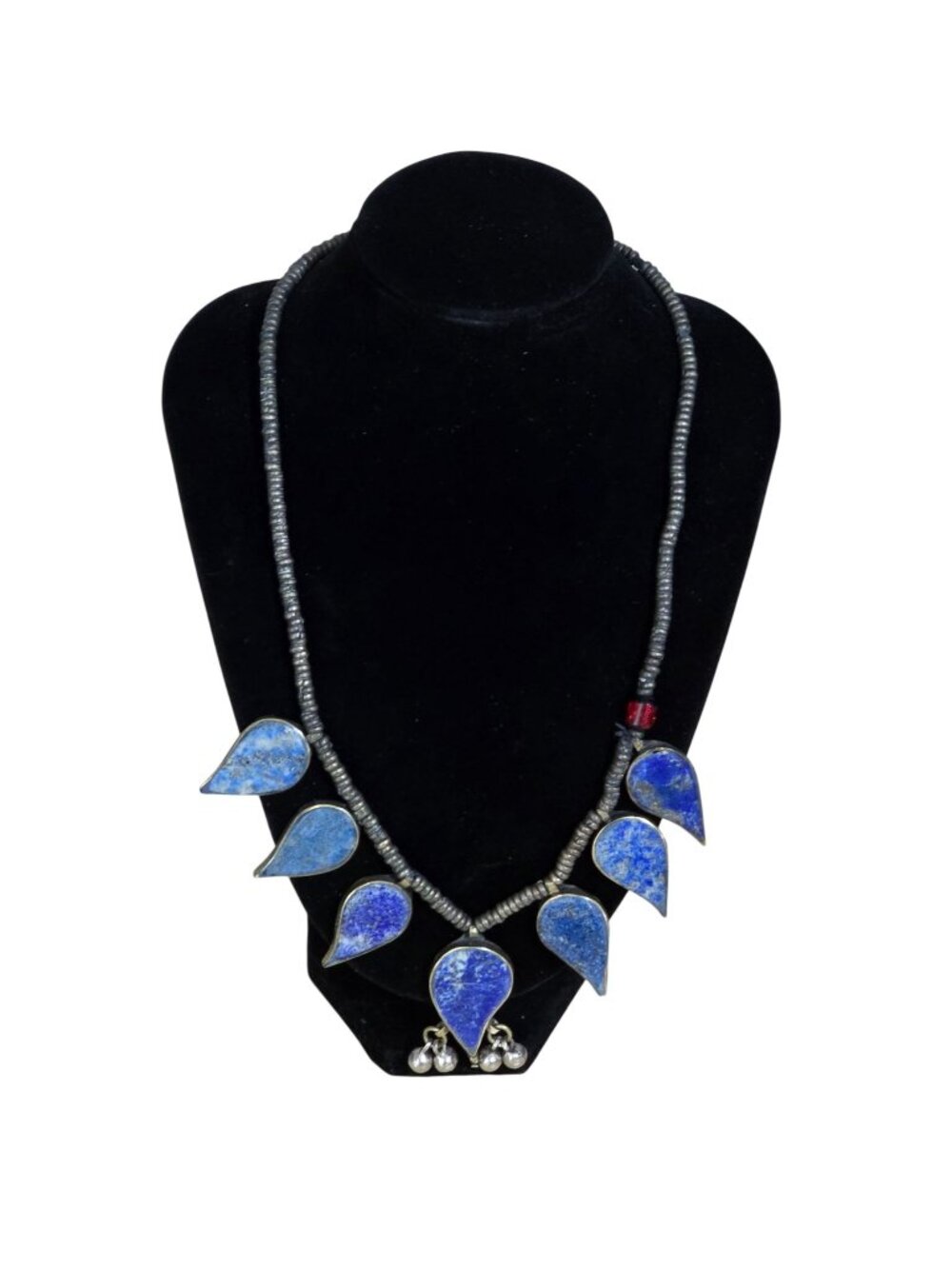 Vintage Lapis Lazuli Statement Necklace Southwestern Boho Bib Dangle Heishi